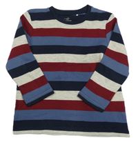 Tmavomodro-vínovo-šedé pruhované triko Topolino