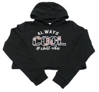 Čierna crop mikina s nápisom a kapucňou Y.F.K.