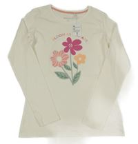 Nové - Bílé triko s kytičkami Manguun vel.176