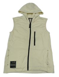 Svetlobéžová tepláková prepínaci vesta s nášivkou a kapucňou