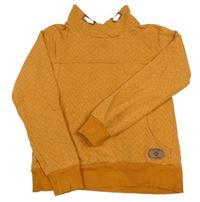 Medová vzorovaná mikina s komínovým límcem