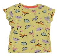 Žlté tričko so zvieratkami Hema