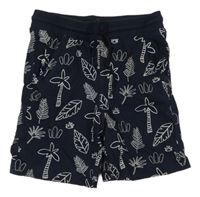 Tmavomodré teplákové kraťasy s palmami Topolino
