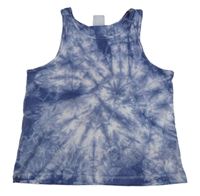 Modro-biely batikovaný crop top Zara