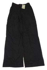 Nové - Černé široké cargo kalhoty H&M