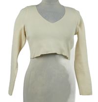 Dámský smetanový žrebrovaný crop svetr Stradivarius