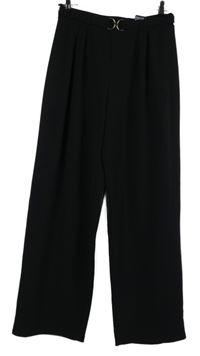 Dámské černé volné lehké kalhoty se sponou HM