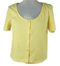 Dámské žluté žebrované crop propínací tričko Primark