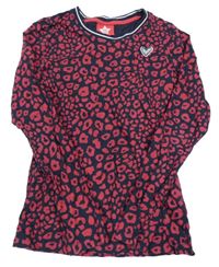 Tmavomodro-červené vzorované triko