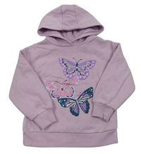 Lila mikina s motýly a kapucňou Primark