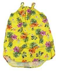 Žlto-farebné kvetované plátenné šaty H&M