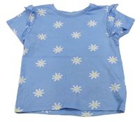 Světlemodré tričko s kytičkami a volánky Matalan