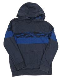 Tmavomodro-army mikina s kapucňou F&F