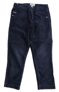 Tmavomodré rebrované zamatové tregíny s motýlikmi Mayoral