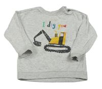 Svetlosivá melírovaná mikina s bágrom H&M