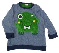 Tmavomodrá melírovaná mikina s príšerkou H&M