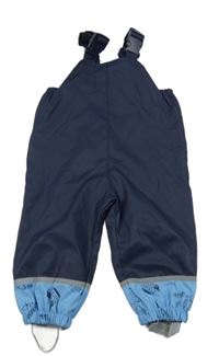 Tmavomodro-modré nepromokavé laclové podšité kalhoty se stavebními stroji X-MAIL