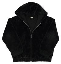 Černá kožešinová podšitá bunda s kapucí F&F