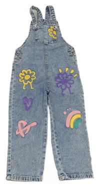 Modré laclové rifle s květy a duhami 