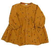 Medové manšestrové šaty s listy Hema