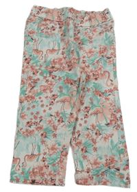 Bielo-zelené vzorované capri džegíny s plameňáky Pepperts