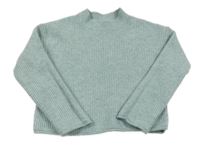 Zelenkavý melírovaný rebrovaný crop sveter Mango