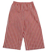 Červeno-biele kockované ľahké nohavice Shein