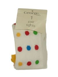 Nové - Bílé puntíkaté punčocháče George