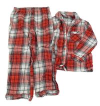 Červeno-bílé kostkované flanelové pyžamo George