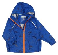 Modrá nepromokavá bunda s dinosaury a kapucí C&A