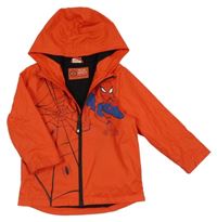 Červená nepromokavá jarní bunda se Spidermanem a kapucí Marvel