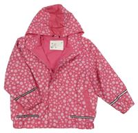 Růžová puntíkatá nepromokavá jarní bunda s kapucí X-mail
