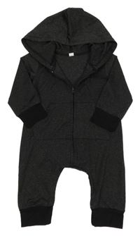 Tmavošedá melírovaná lehká kombinéza s kapucí 