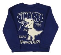 Námořnicky modrá mikina s nápismi a dinosaurom H&M