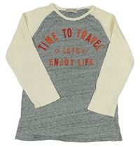 Smetanovo-sivé tričko s nápisom Zara