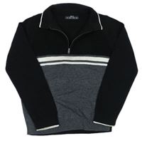 Čierno-sivý sveter s prúžkami Matalan