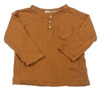 Béžové vzorované tričko s vreckom Zara