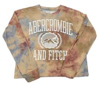 Farebné batikované crop tričko s logom Abercrombie&Fitch