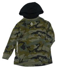 Kaki-sivé army tričko s kapucňou Next