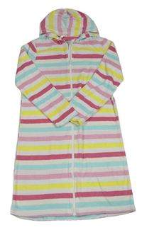 Bílo-barevné pruhované froté županové šaty s kapucí H&M