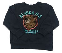 Tmavomodrá mikina s medvídkem z flitrů H&M