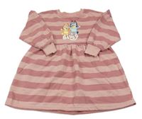 Růžovo-světlerůžové pruhované teplákové šaty s Bluey 