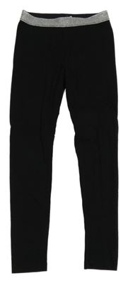 Černé legíny se stříbrným pasem Alive