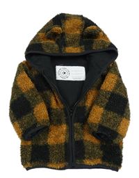 Černo-béžová huňatá zateplená bunda s kapucí George 