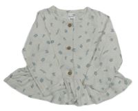 Bílé propínací peplum triko s kytičkami Carter´s 