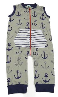 Šedo-tmavomodrý overal s kotvami Lilly&Sid