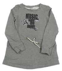 Sivé teplákové šaty s nápisom a hvězdičkami z flitrů Pocopiano