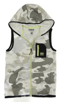 Bielo-sivá army tepláková vesta s kapucňou F&F