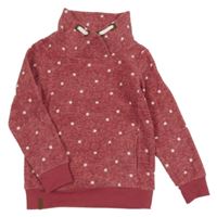 Malinová puntíkovaná fleecová mikina s komínovým límcem Topolino