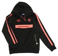 Černo-neonově růžová sportovní mikina s kapucí 